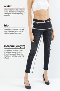 Skinny Mid-waist Ripped Black Jeans 4028
