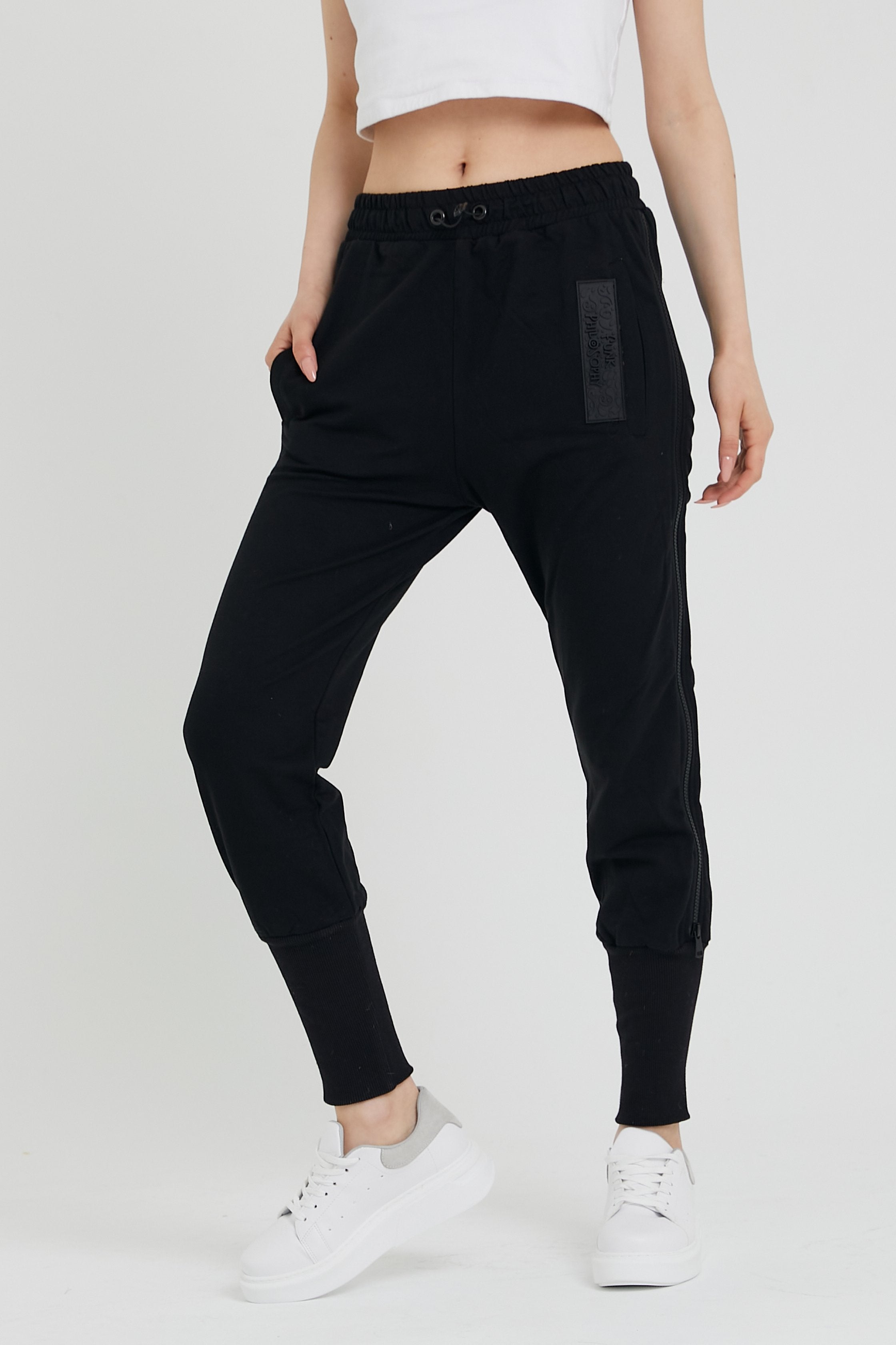 Full Side-Zipper Black Pants 4020