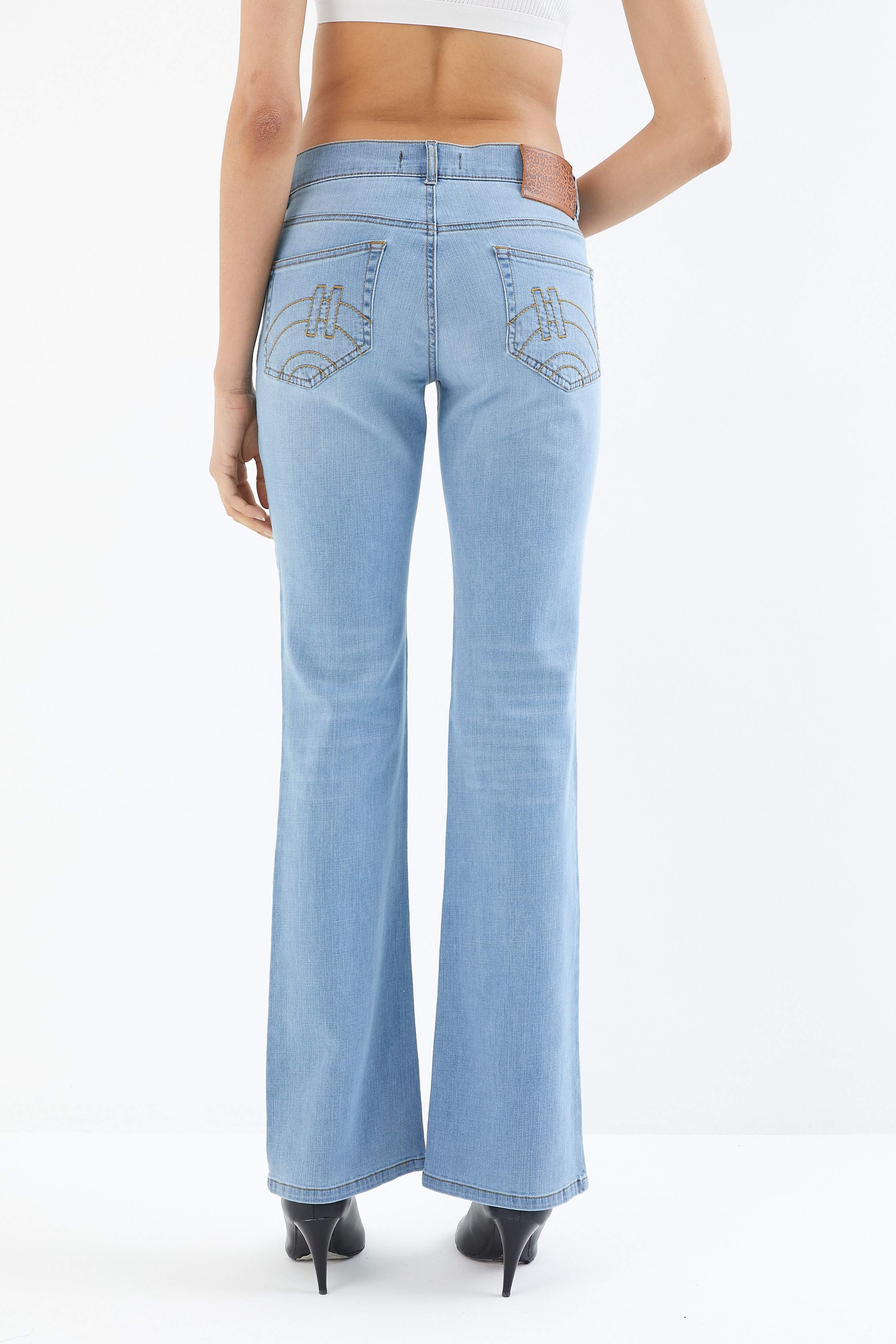 Wide-leg Ripped Light Blue Jeans 4031