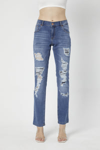 Ripped in Blue Mid-Waist Jeans 4034