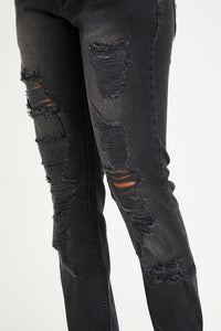 Ripped in Black Mid-Waist Jeans 4035